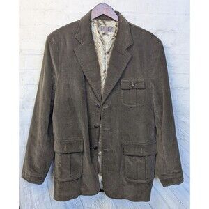 Stockhomme Brown Corduroy Utility Chore Jacket Blazer Men's L Velvet Feel